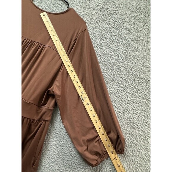 Torrid Dress Womens 3X Brown Long Sleeve V Neck Solid Wrap - Picture 9 of 10